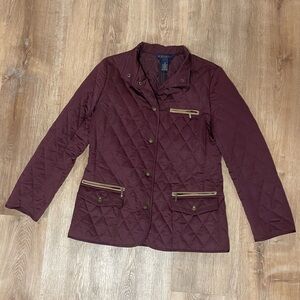 Brooks  Brothers Women's Quilted Utility Jacket in Burgundy